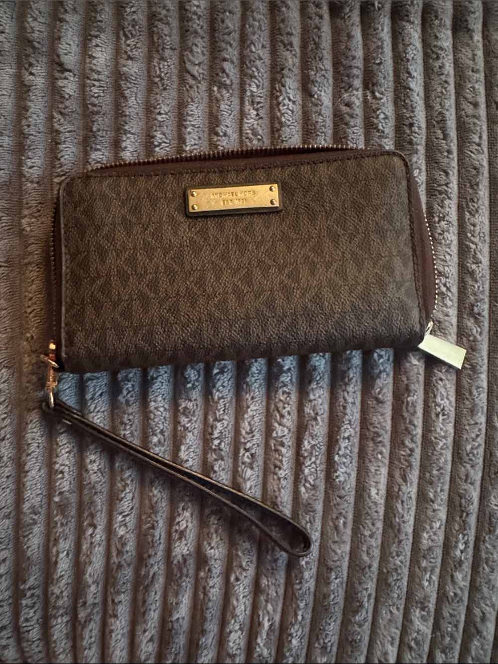 Michael Kors Black and Gold Zip-Around Wristlet